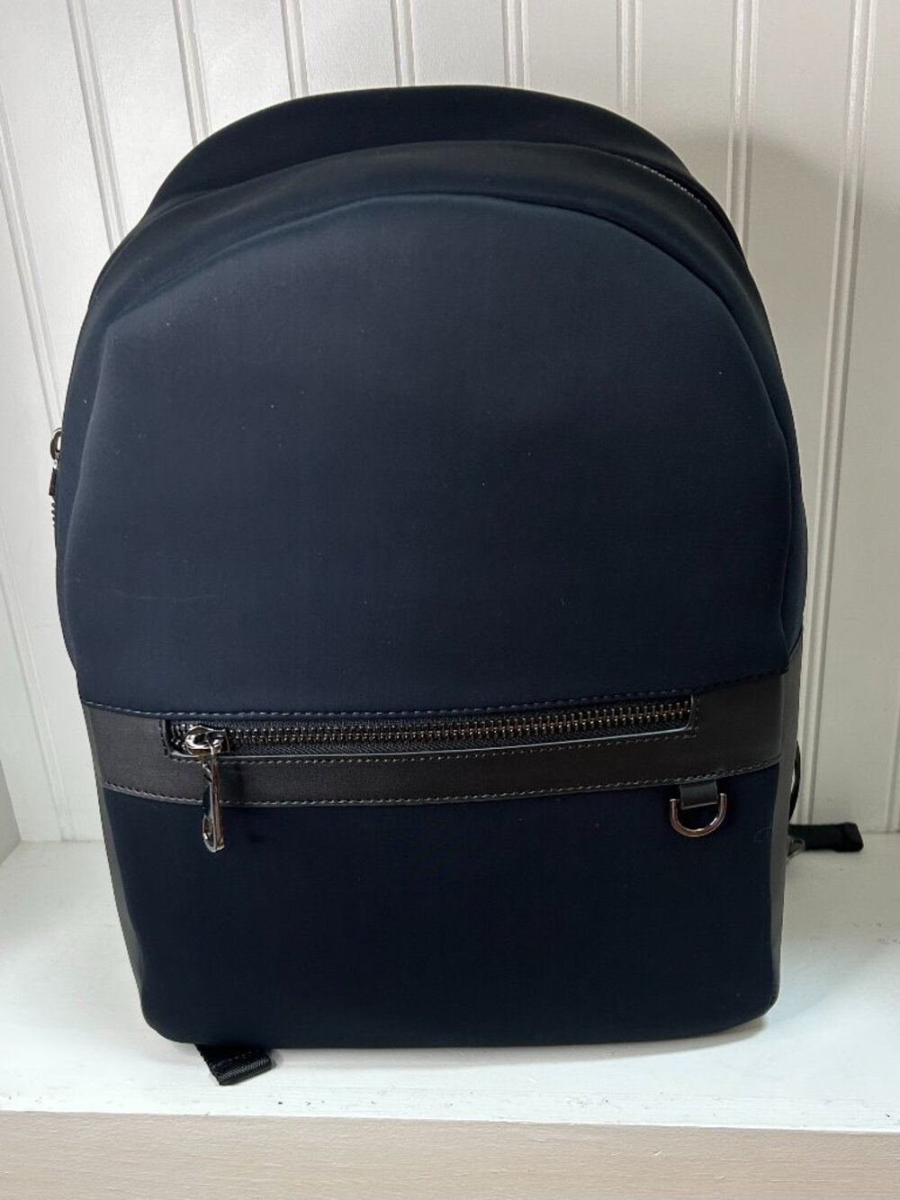 REISS Drew Dark Navy Neoprene Zipped Backpack